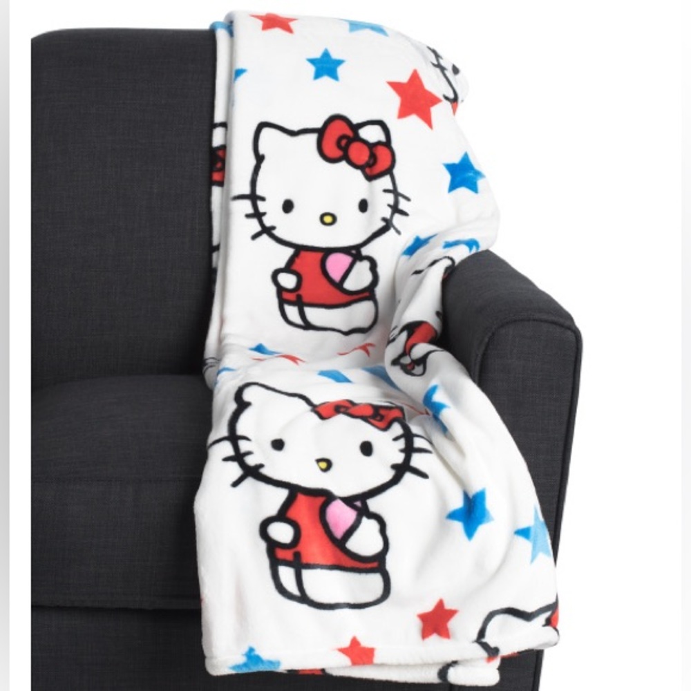 Hello Kitty 4th of July Stars Blanket Throw ⭐️❤️🤍💙 60x70